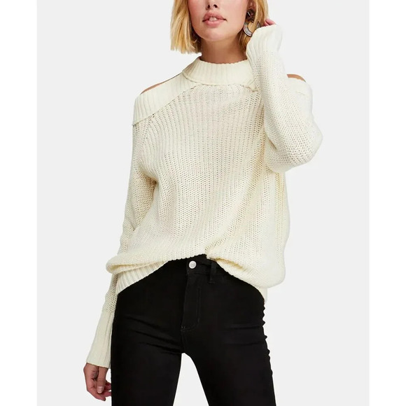 Free People Half Moon Bay Pullover Sweater Ivory NWT Size Medium - Picture 1 of 8